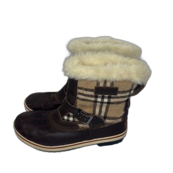 LL Bean Rangeley Pac Fur Ankle Boot Waterproof Insulated Nova Check Wool Women - Picture 1 of 7
